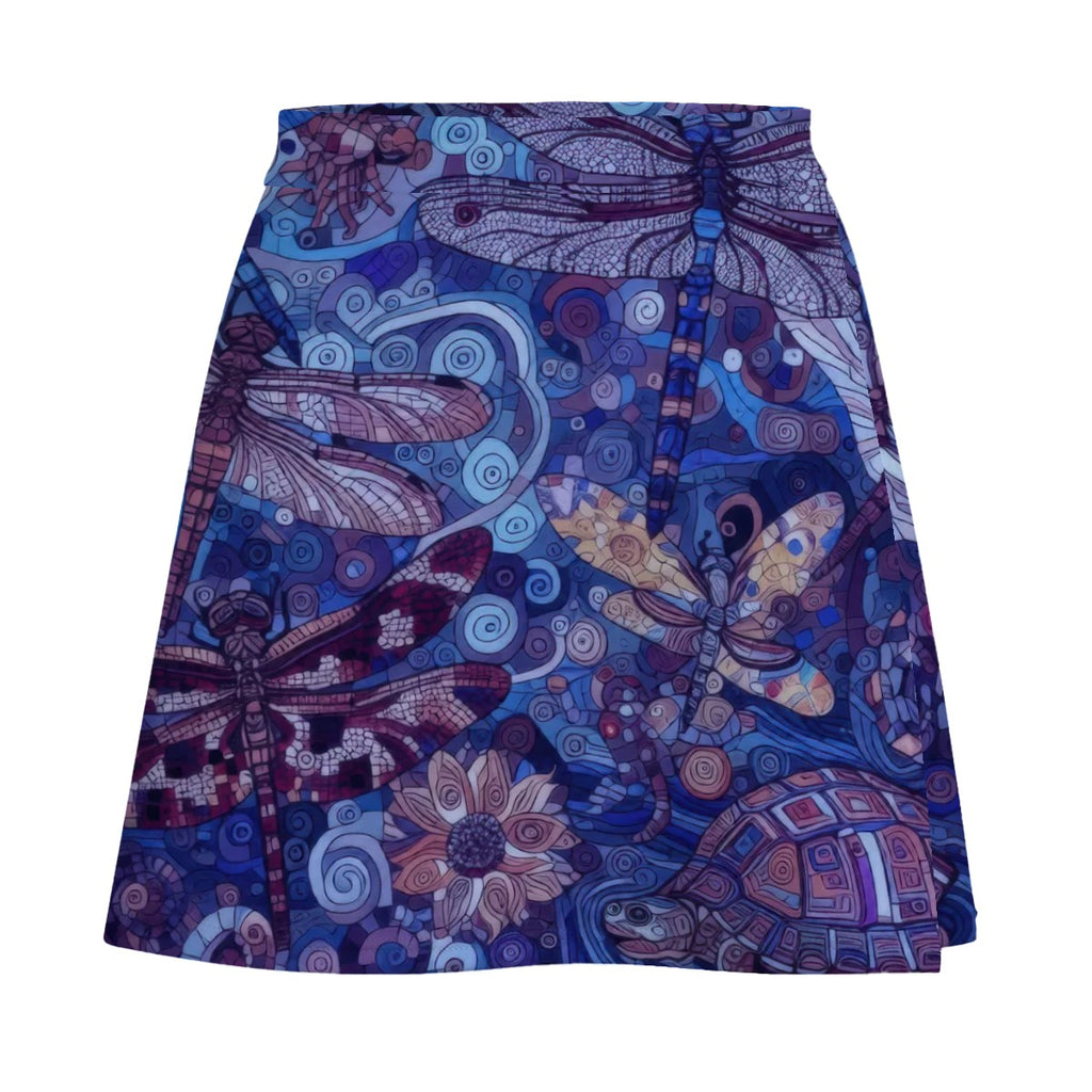 Dark Blue Dragonflies Mini Skirt