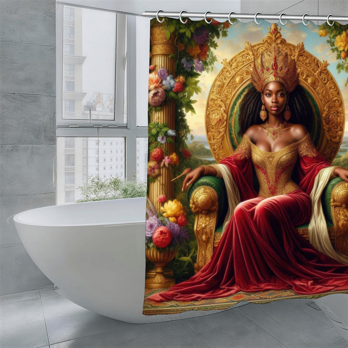 The Enthroned Queen Shower Curtain 70.8"x70.8" (Made in USA)