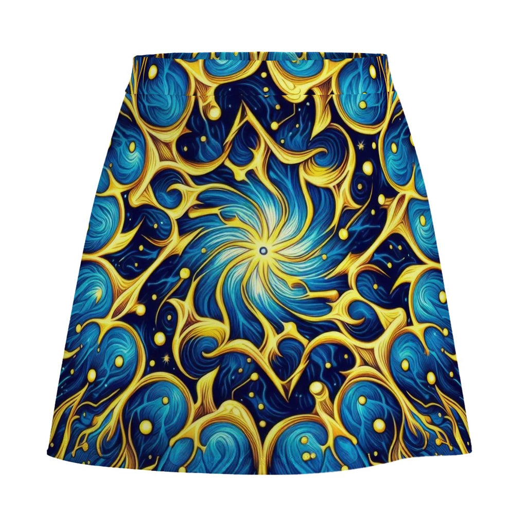Galactic Yellow and Blue Mini Skirt | Galaxy Wearable Art