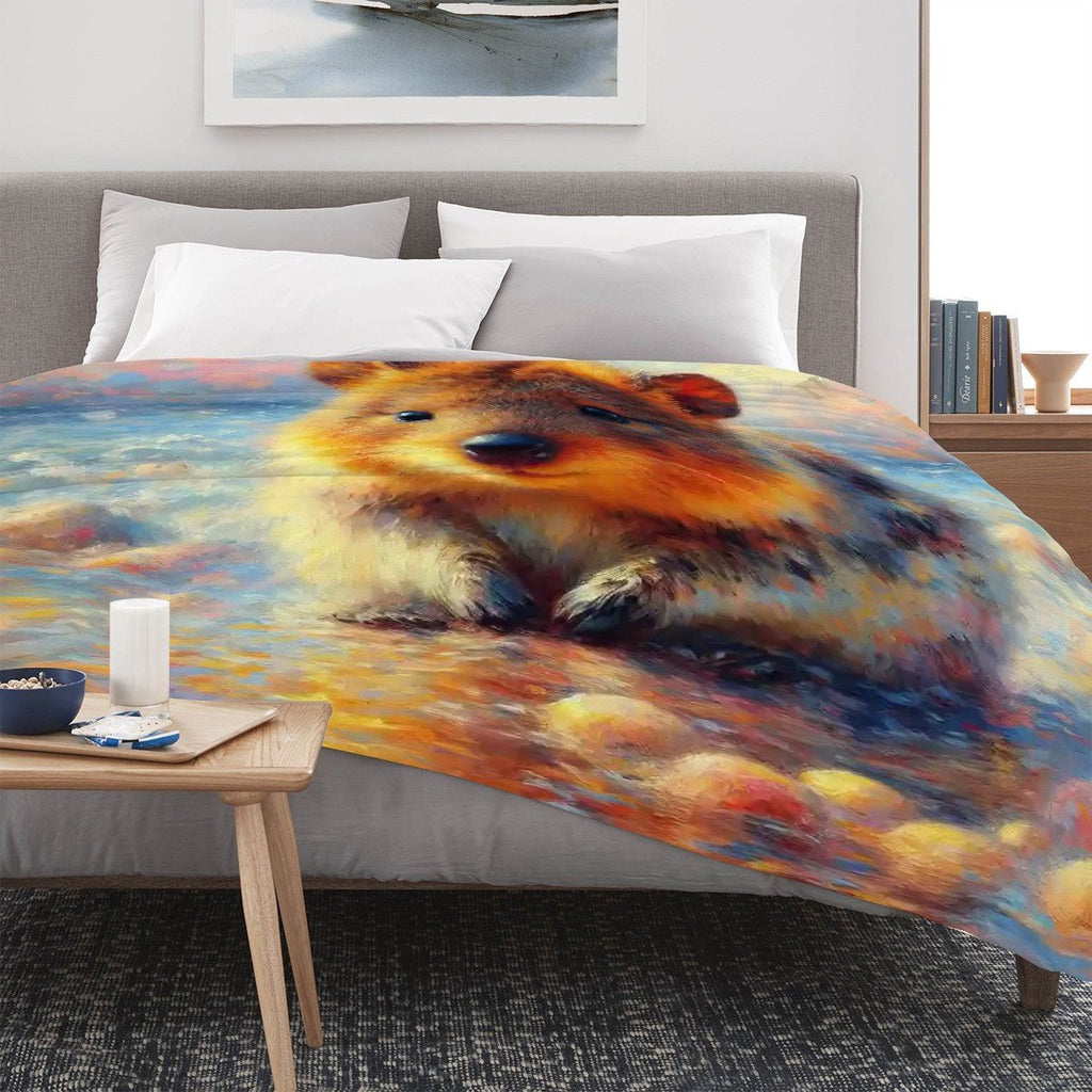 Baby Quokka 300 GSM Flannel Throw Blanket (Made in USA) - Gregg Acini Adoree Designs - Blanket