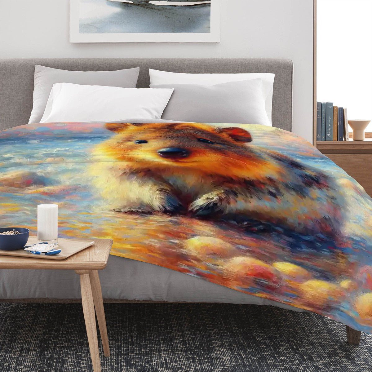 Baby Quokka 300 GSM Flannel Throw Blanket (Made in USA) - Gregg Acini Adoree Designs - Blanket