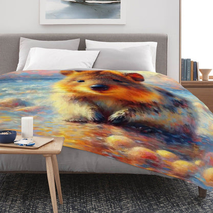 Baby Quokka 300 GSM Flannel Throw Blanket (Made in USA) - Gregg Acini Adoree Designs - Blanket