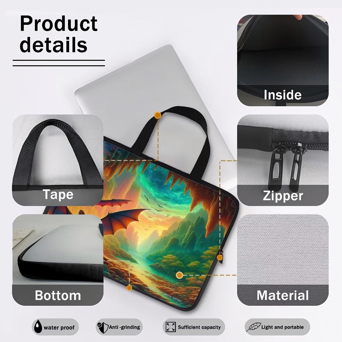 Bat Paradise Laptop Bag - Gregg Acini Adoree Designs - Computer Bag