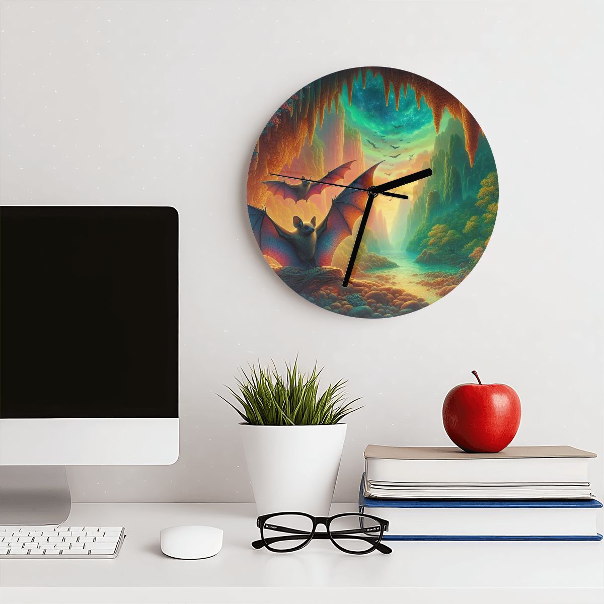 Bat Paradise MDF Wall Clock (Made in USA) - Gregg Acini Adoree Designs - Wall Clock