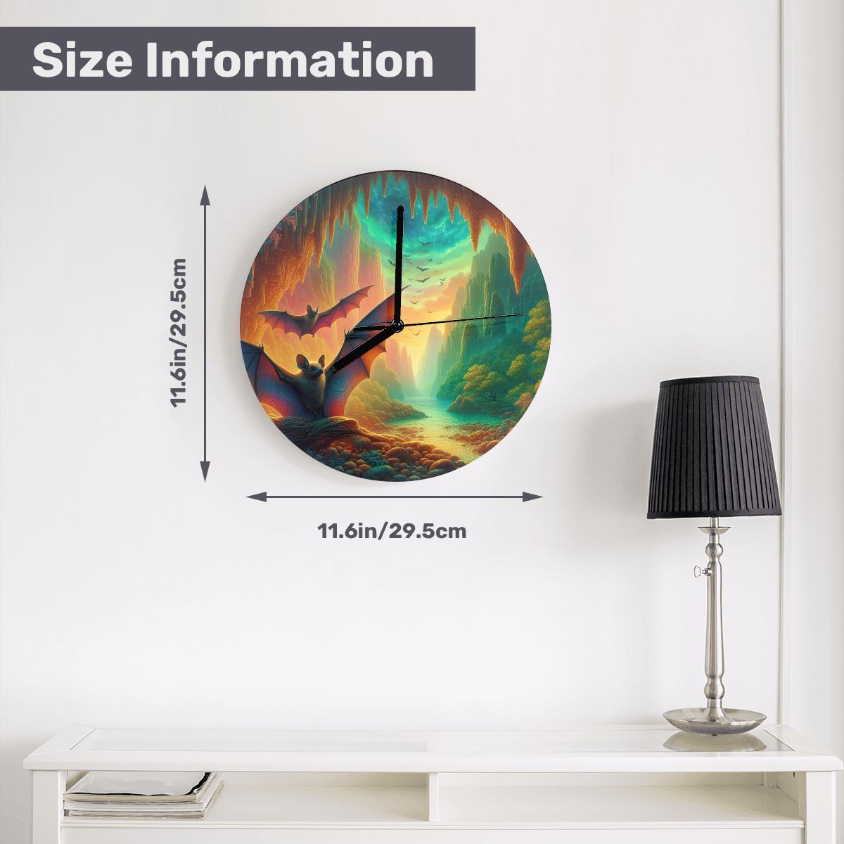 Bat Paradise MDF Wall Clock (Made in USA) - Gregg Acini Adoree Designs - Wall Clock