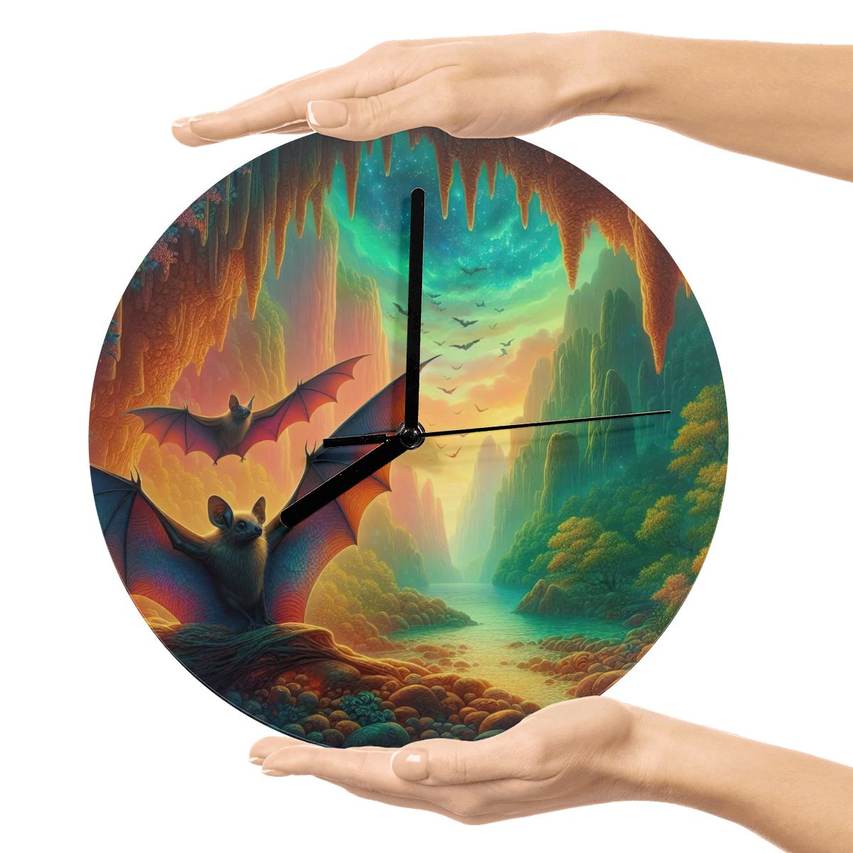 Bat Paradise MDF Wall Clock (Made in USA) - Gregg Acini Adoree Designs - Wall Clock