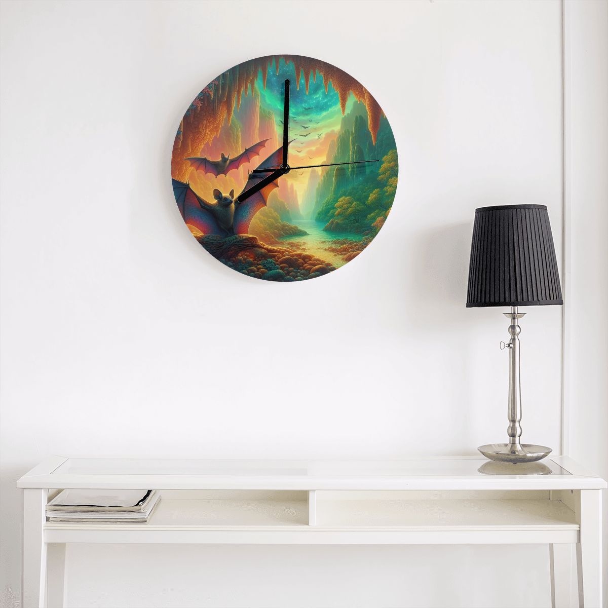 Bat Paradise MDF Wall Clock (Made in USA) - Gregg Acini Adoree Designs - Wall Clock