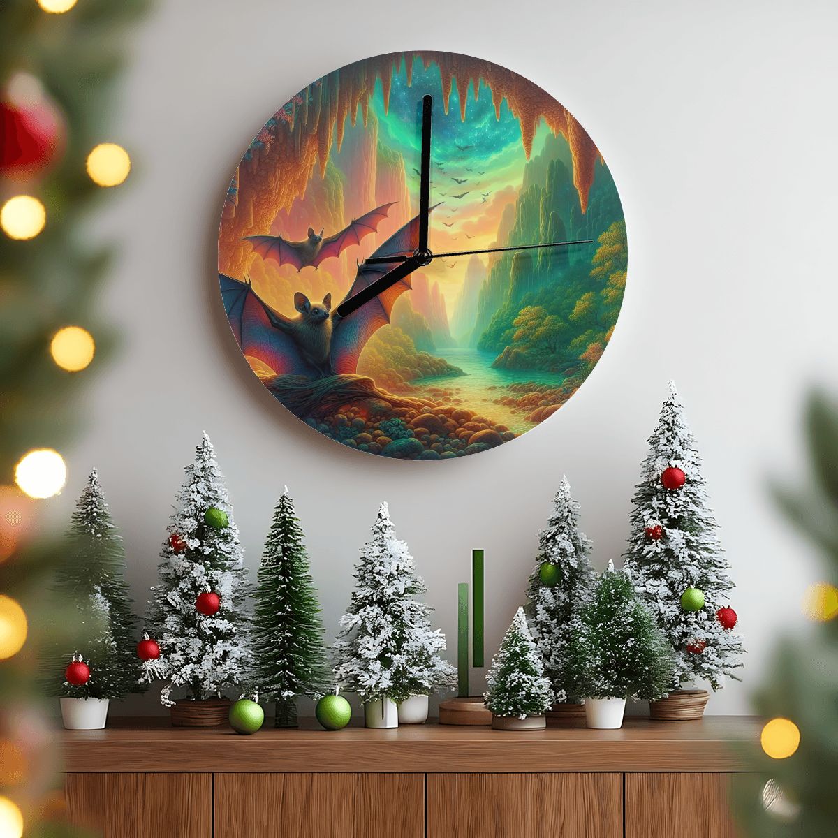 Bat Paradise MDF Wall Clock (Made in USA) - Gregg Acini Adoree Designs - Wall Clock