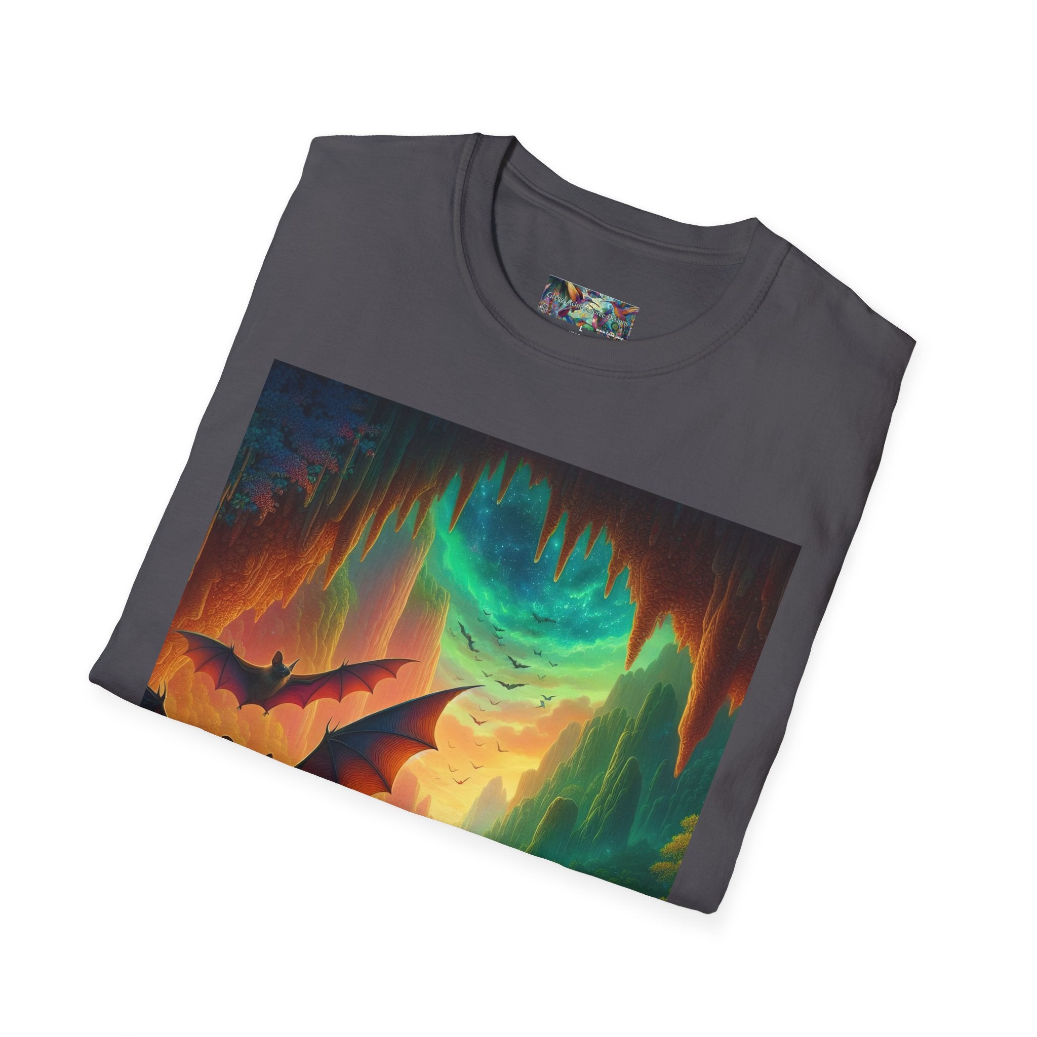Bat Paradise Unisex Softstyle T-Shirt - Soft & Stylish Graphic Tee - Gregg Acini Adoree Designs - T-Shirt