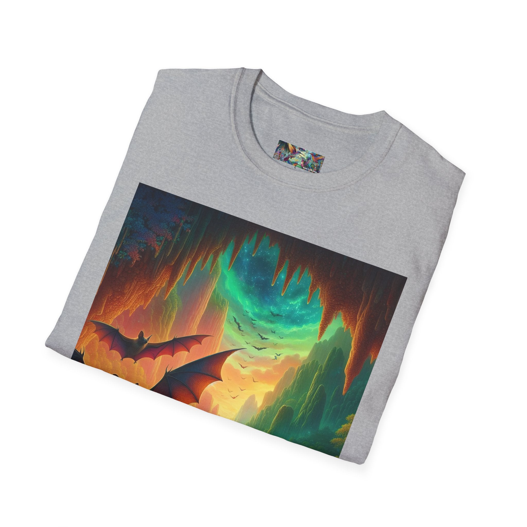 Bat Paradise Unisex Softstyle T-Shirt - Soft & Stylish Graphic Tee - Gregg Acini Adoree Designs - T-Shirt