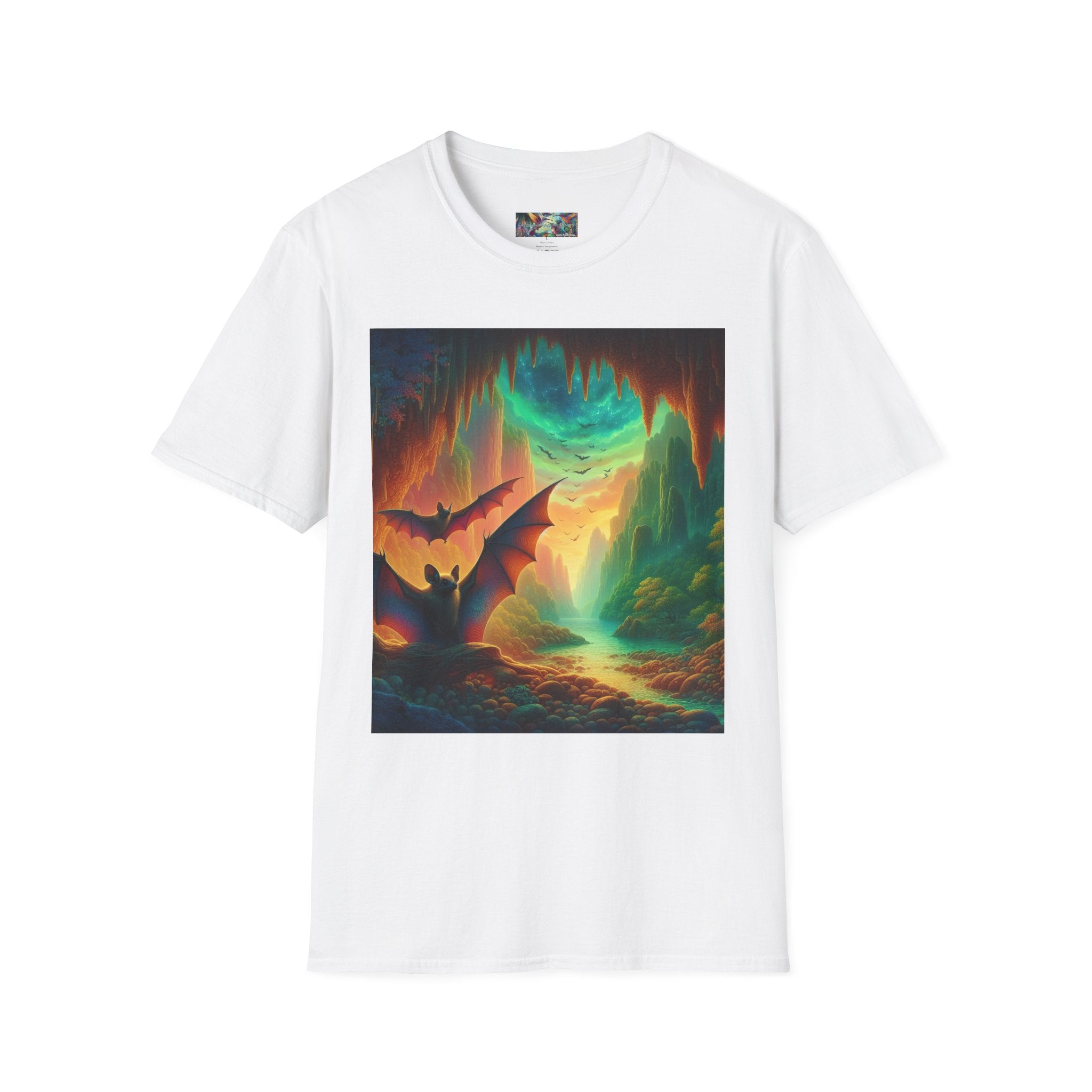 Bat Paradise Unisex Softstyle T-Shirt - Soft & Stylish Graphic Tee - Gregg Acini Adoree Designs - T-Shirt