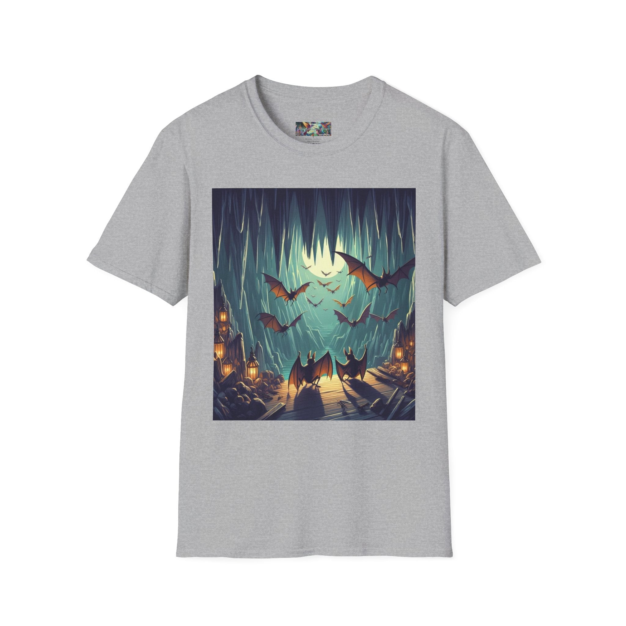 Bats and Lanterns Unisex Softstyle T-Shirt - Soft & Stylish Graphic Tee - Gregg Acini Adoree Designs - T-Shirt