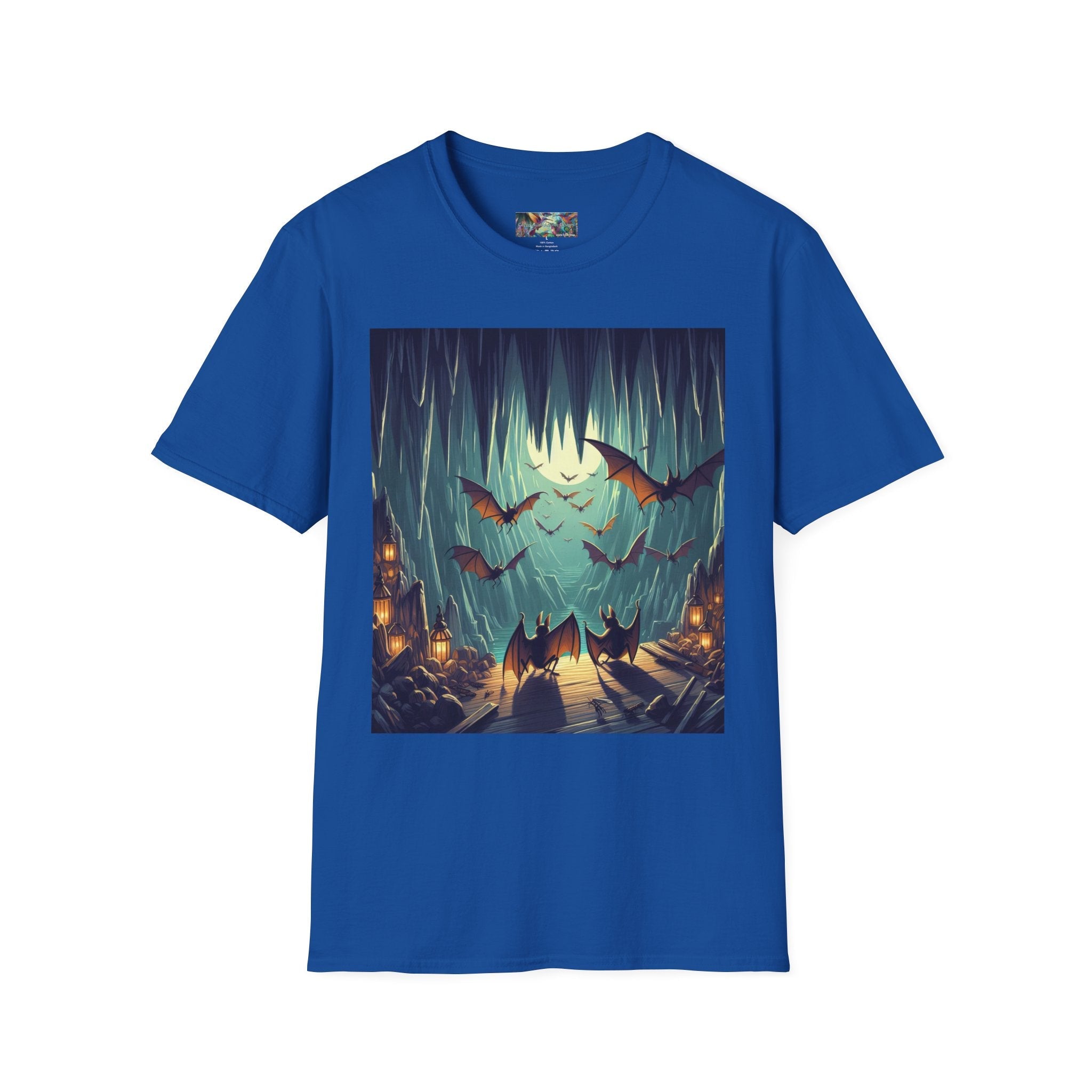Bats and Lanterns Unisex Softstyle T-Shirt - Soft & Stylish Graphic Tee - Gregg Acini Adoree Designs - T-Shirt