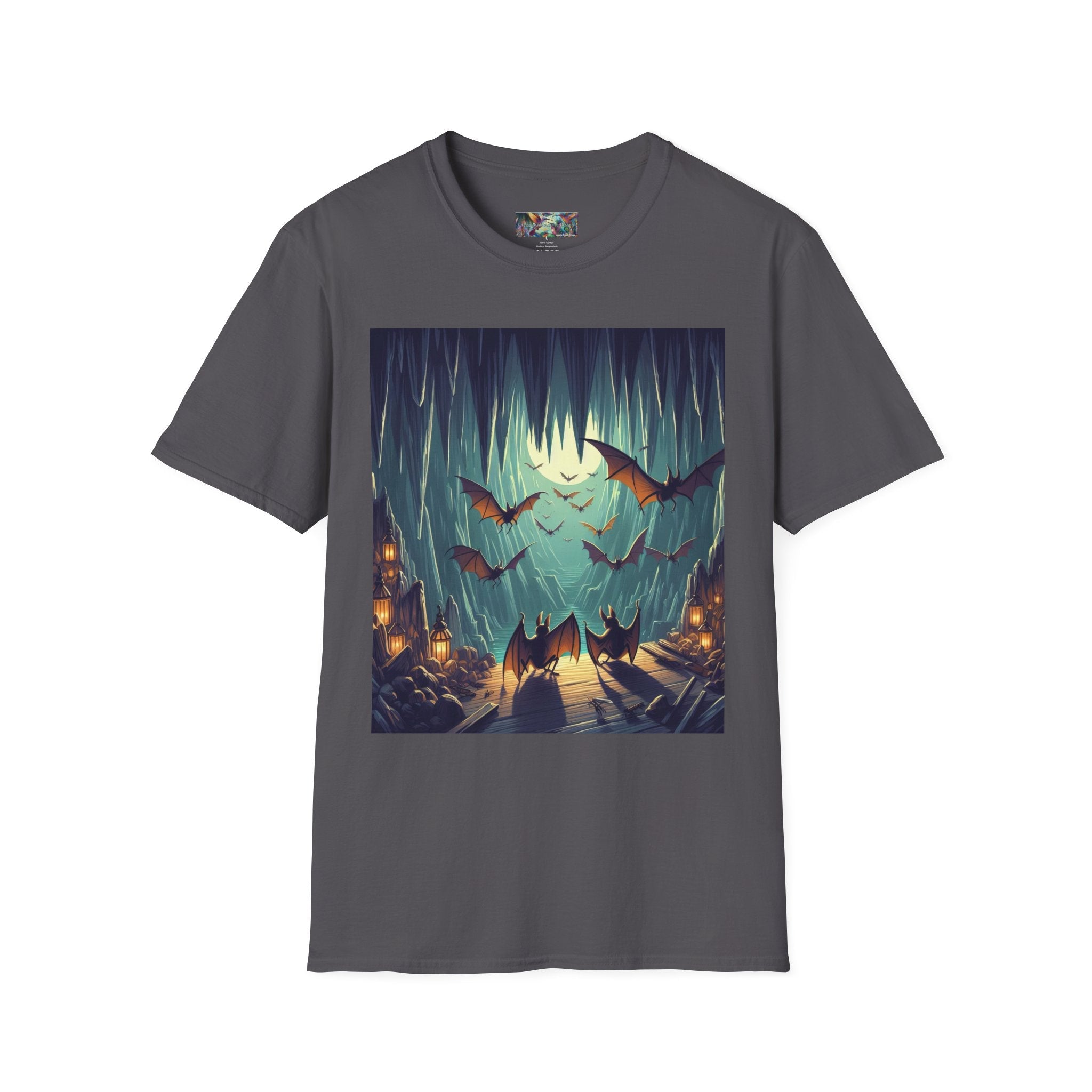 Bats and Lanterns Unisex Softstyle T-Shirt - Soft & Stylish Graphic Tee - Gregg Acini Adoree Designs - T-Shirt