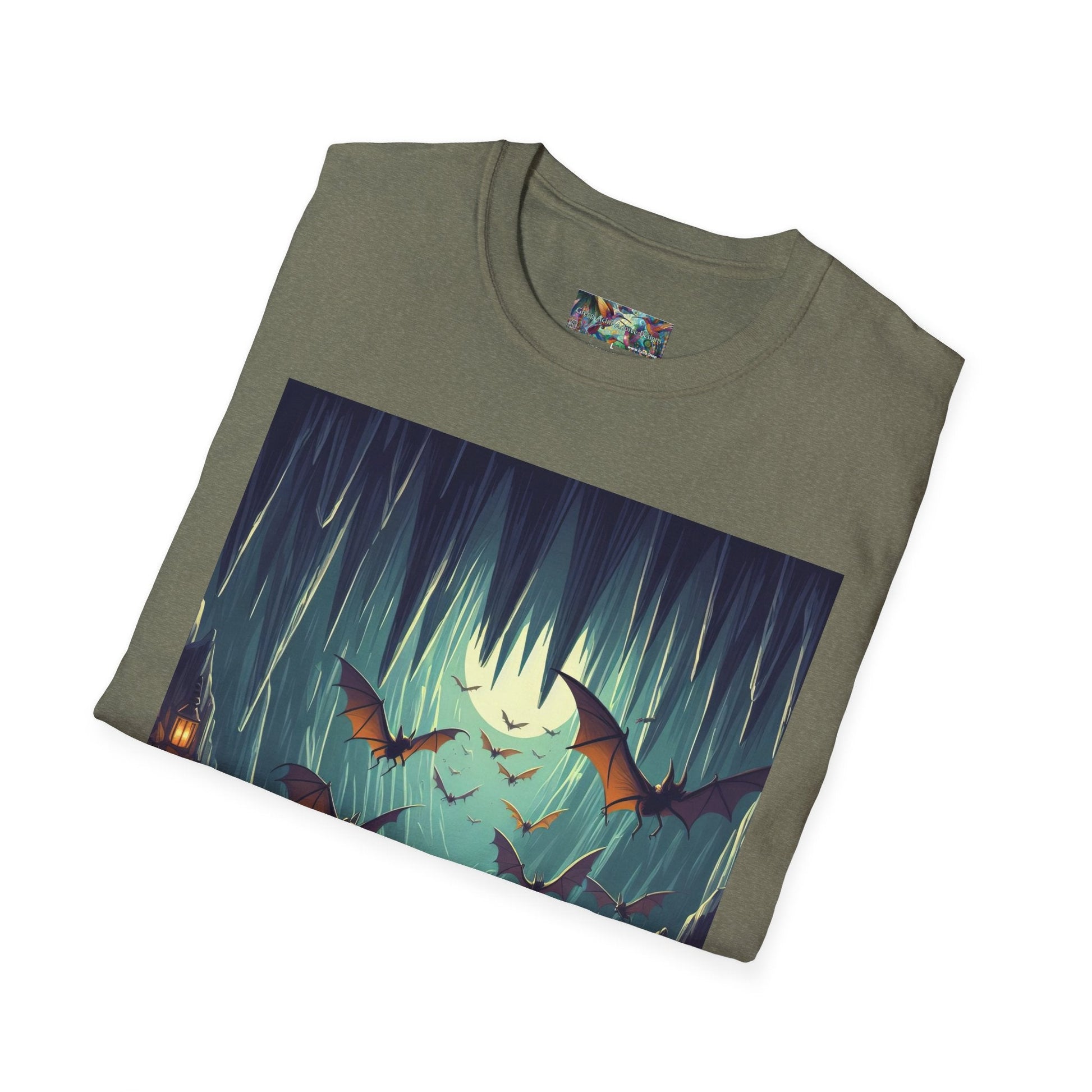 Bats and Lanterns Unisex Softstyle T-Shirt - Soft & Stylish Graphic Tee - Gregg Acini Adoree Designs - T-Shirt