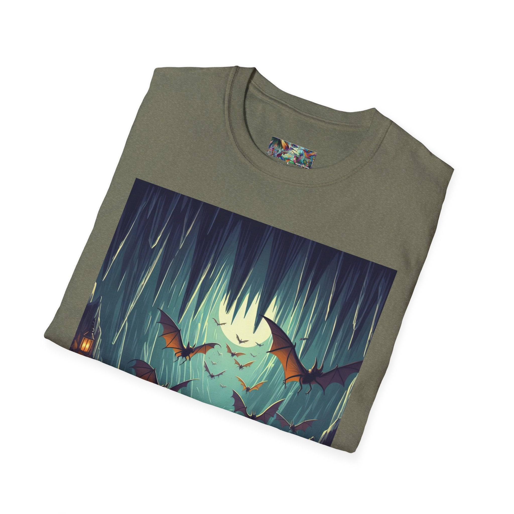Bats and Lanterns Unisex Softstyle T-Shirt - Soft & Stylish Graphic Tee - Gregg Acini Adoree Designs - T-Shirt