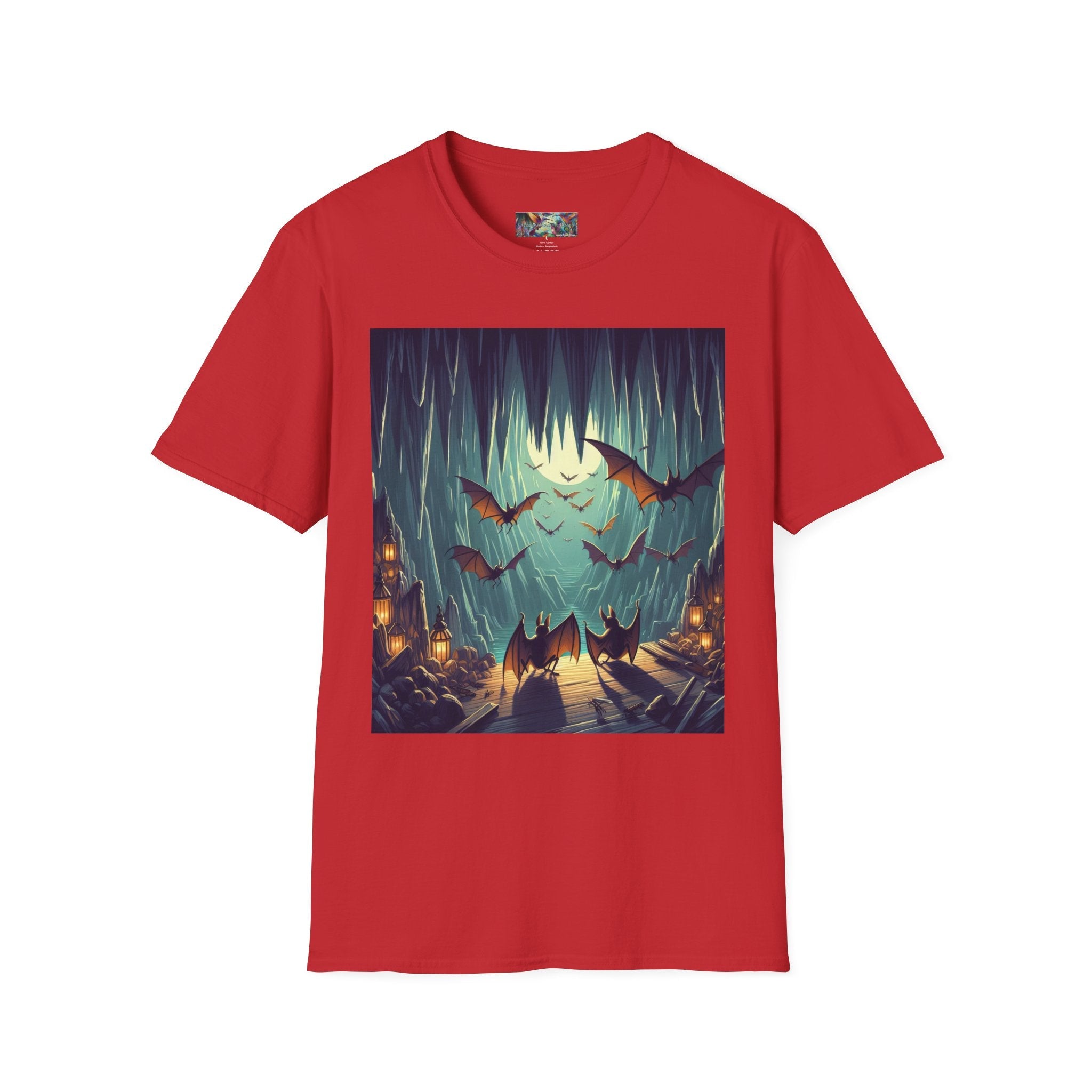 Bats and Lanterns Unisex Softstyle T-Shirt - Soft & Stylish Graphic Tee - Gregg Acini Adoree Designs - T-Shirt