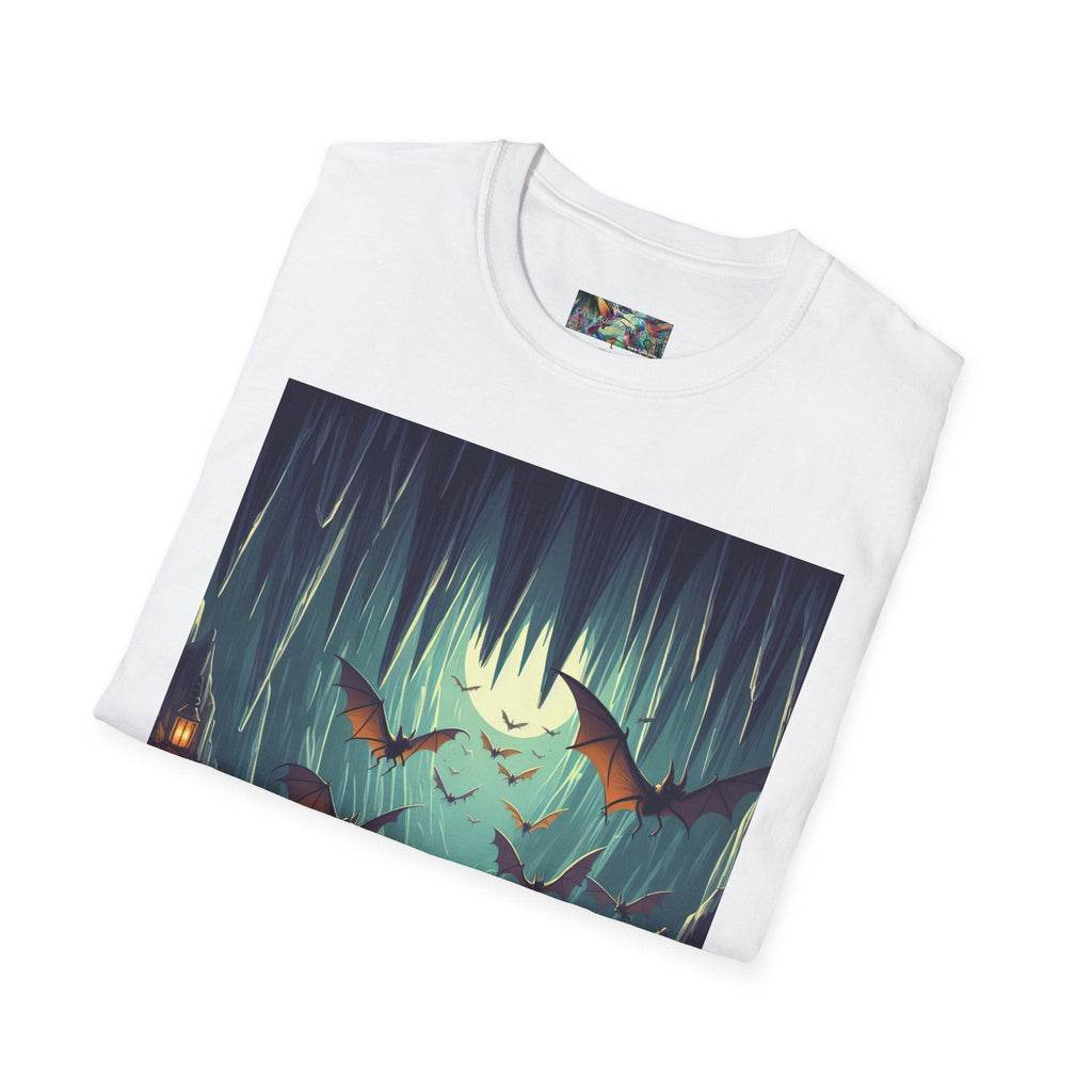 Bats and Lanterns Unisex Softstyle T-Shirt - Soft & Stylish Graphic Tee - Gregg Acini Adoree Designs - T-Shirt