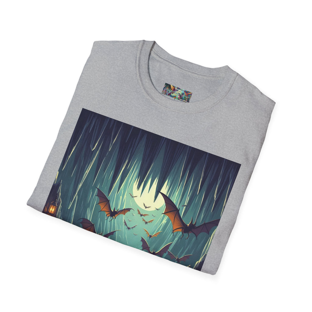 Bats and Lanterns Unisex Softstyle T-Shirt - Soft & Stylish Graphic Tee - Gregg Acini Adoree Designs - T-Shirt