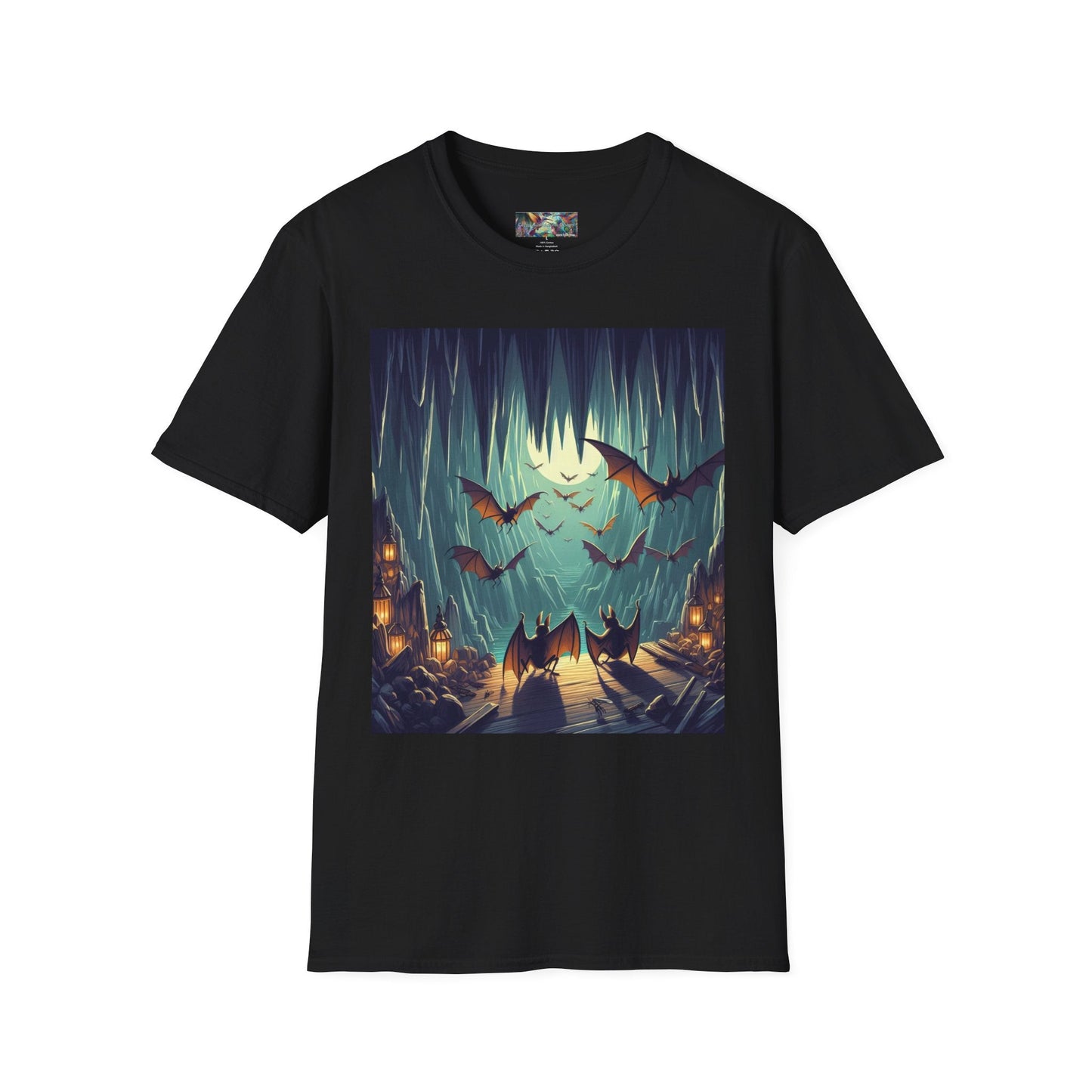Bats and Lanterns Unisex Softstyle T-Shirt - Soft & Stylish Graphic Tee - Gregg Acini Adoree Designs - T-Shirt