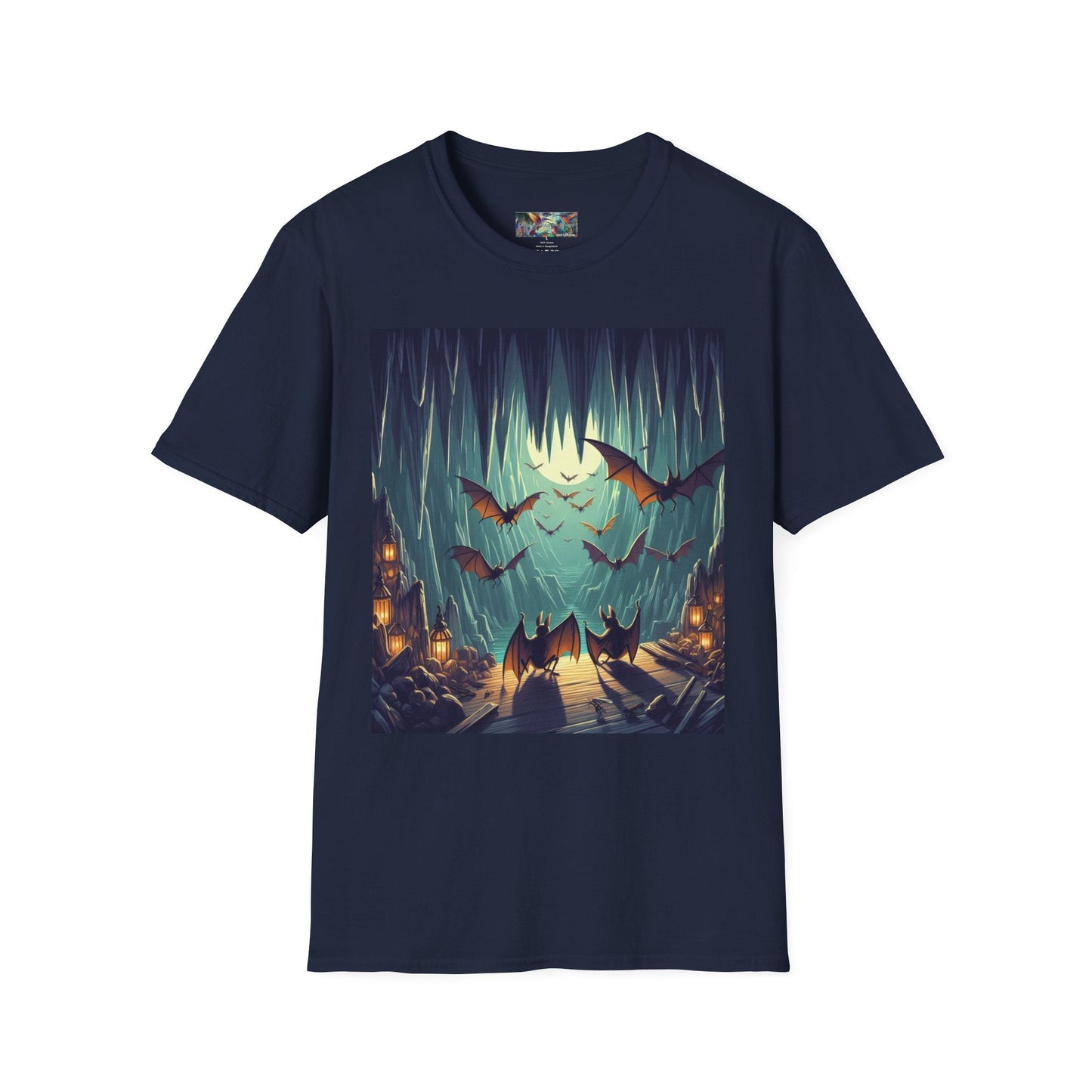 Bats and Lanterns Unisex Softstyle T-Shirt - Soft & Stylish Graphic Tee - Gregg Acini Adoree Designs - T-Shirt