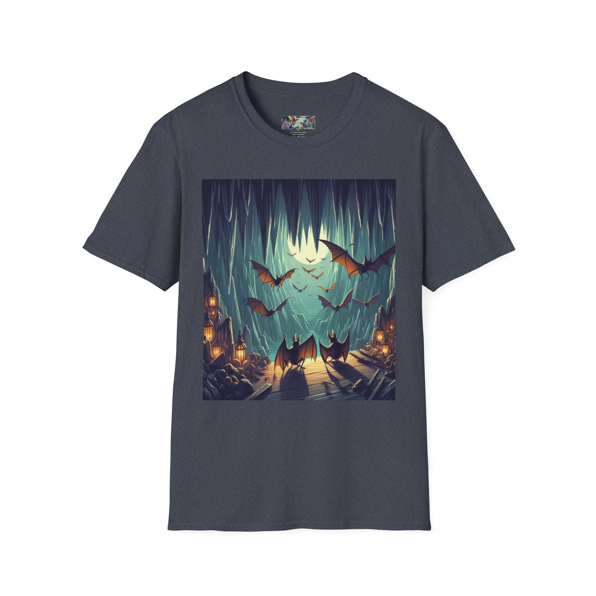 Bats and Lanterns Unisex Softstyle T-Shirt - Soft & Stylish Graphic Tee - Gregg Acini Adoree Designs - T-Shirt