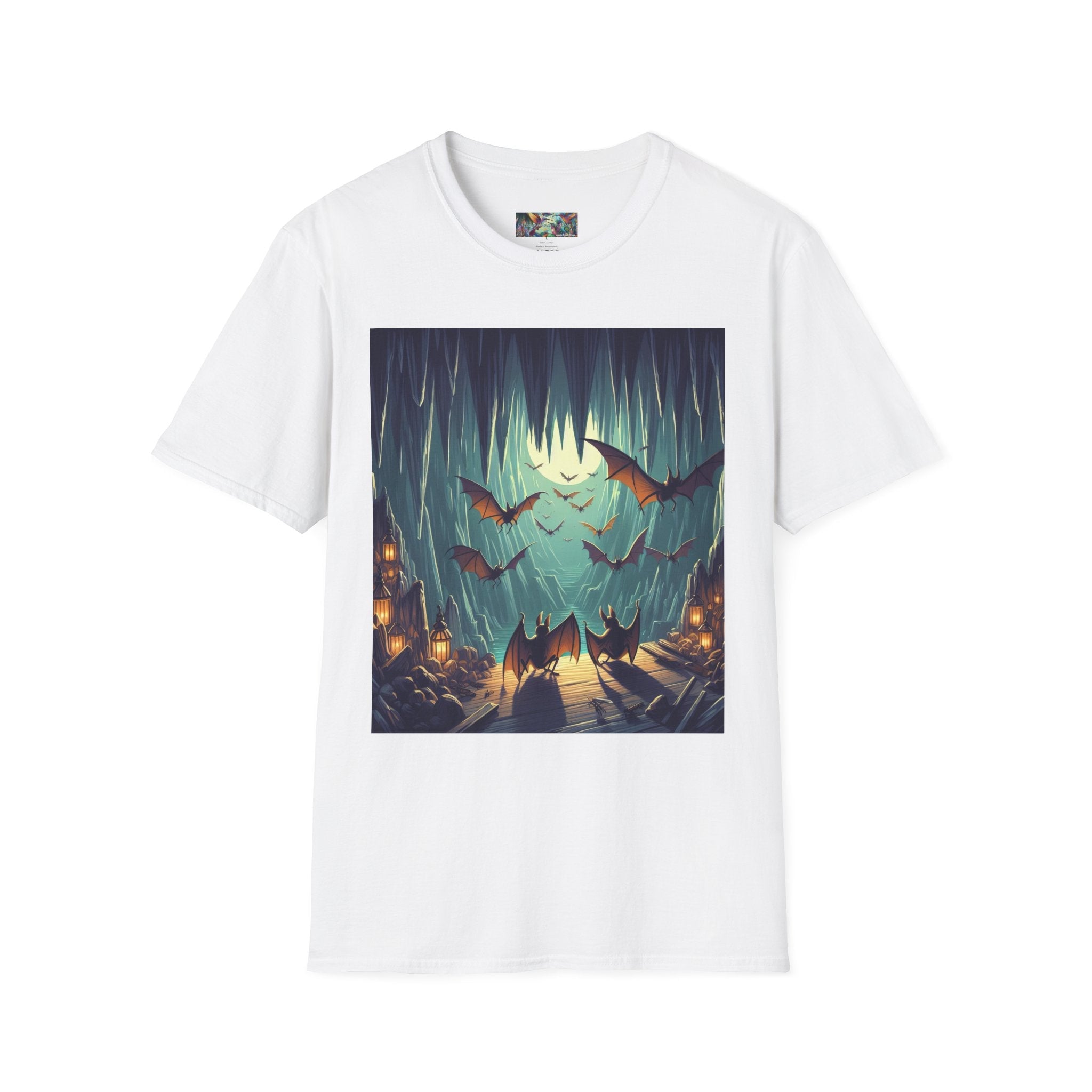 Bats and Lanterns Unisex Softstyle T-Shirt - Soft & Stylish Graphic Tee - Gregg Acini Adoree Designs - T-Shirt