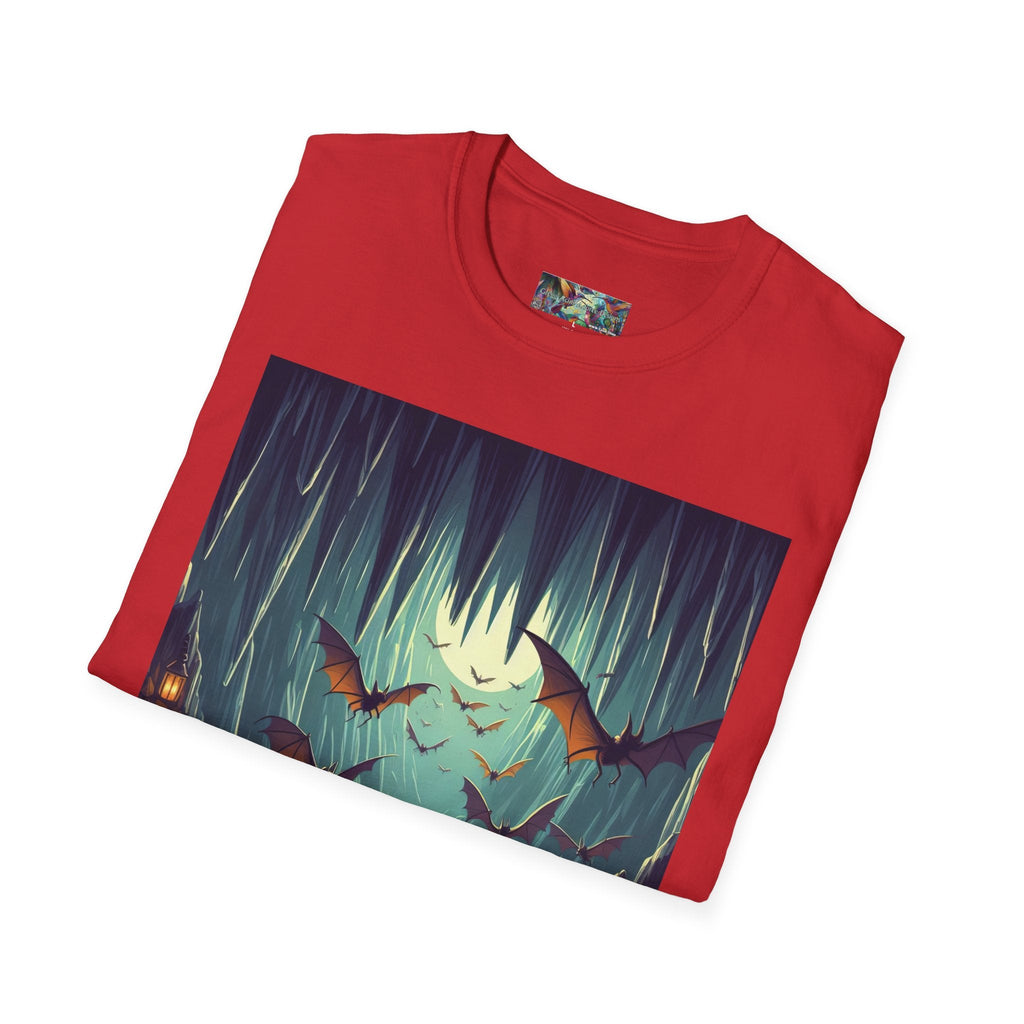 Bats and Lanterns Unisex Softstyle T-Shirt - Soft & Stylish Graphic Tee - Gregg Acini Adoree Designs - T-Shirt