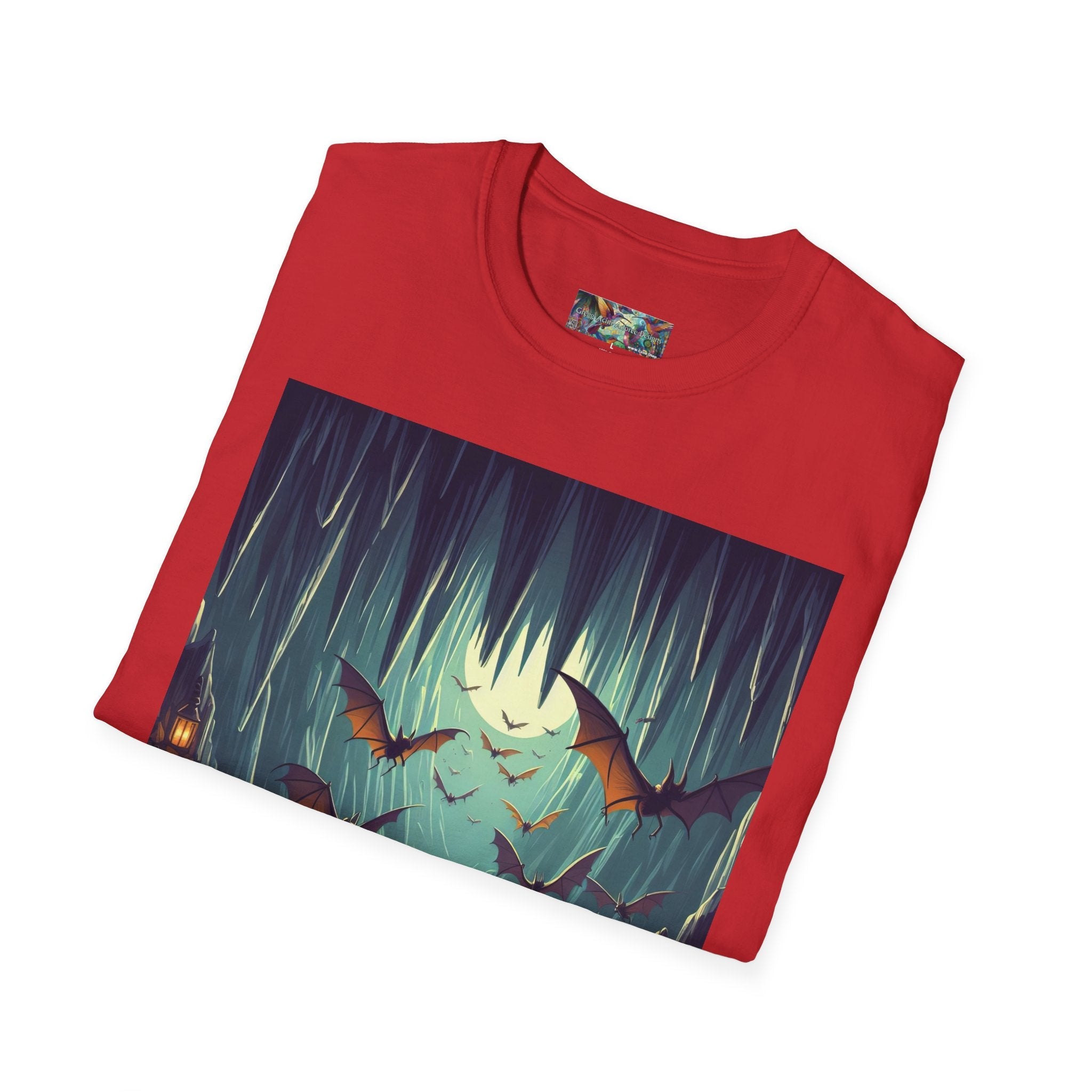 Bats and Lanterns Unisex Softstyle T-Shirt - Soft & Stylish Graphic Tee - Gregg Acini Adoree Designs - T-Shirt