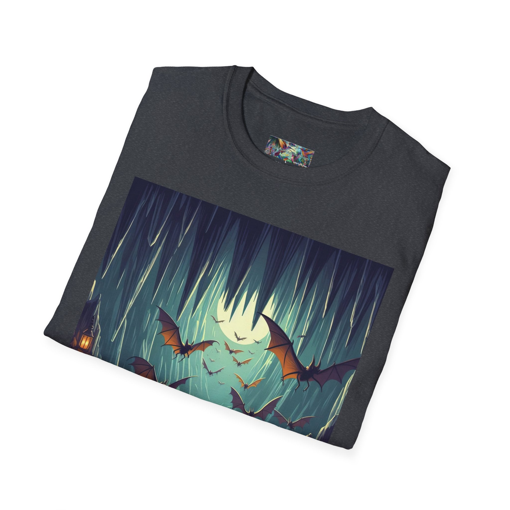 Bats and Lanterns Unisex Softstyle T-Shirt - Soft & Stylish Graphic Tee - Gregg Acini Adoree Designs - T-Shirt