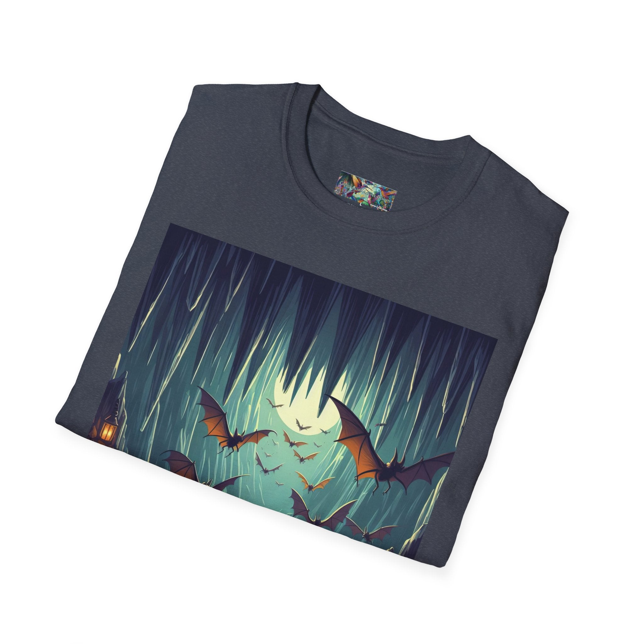 Bats and Lanterns Unisex Softstyle T-Shirt - Soft & Stylish Graphic Tee - Gregg Acini Adoree Designs - T-Shirt
