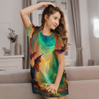 Loose Short-Sleeve Nightgown (Multiple Designs Set 1 - First image shows selected design)