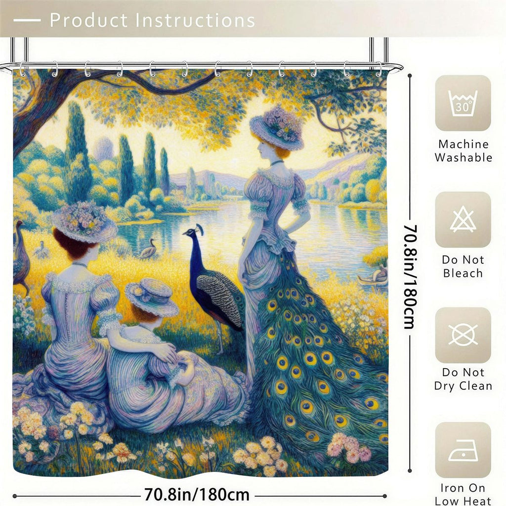 Peacock Lady with Friends Shower Curtain | Post-Impressionist Art