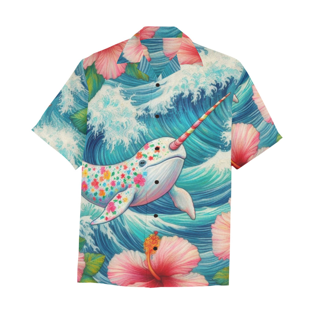 Proud Narwhal Entire Hawaiian Shirt with Chest Pocket