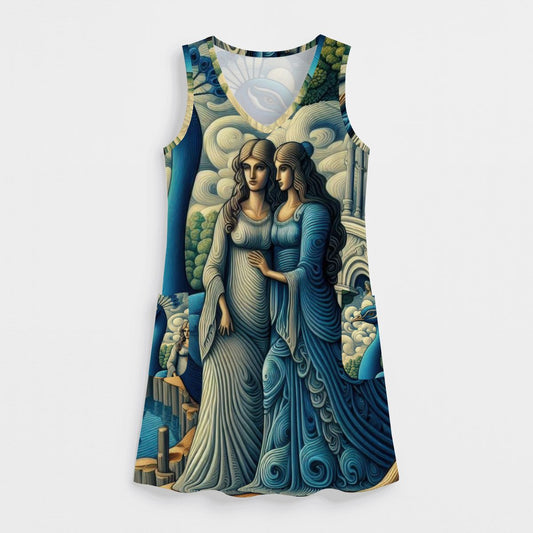Belvedere Peacock Women's Sleeveless Dress with Pockets - Gregg Acini Adoree Designs - Women's Skirts & Dresses