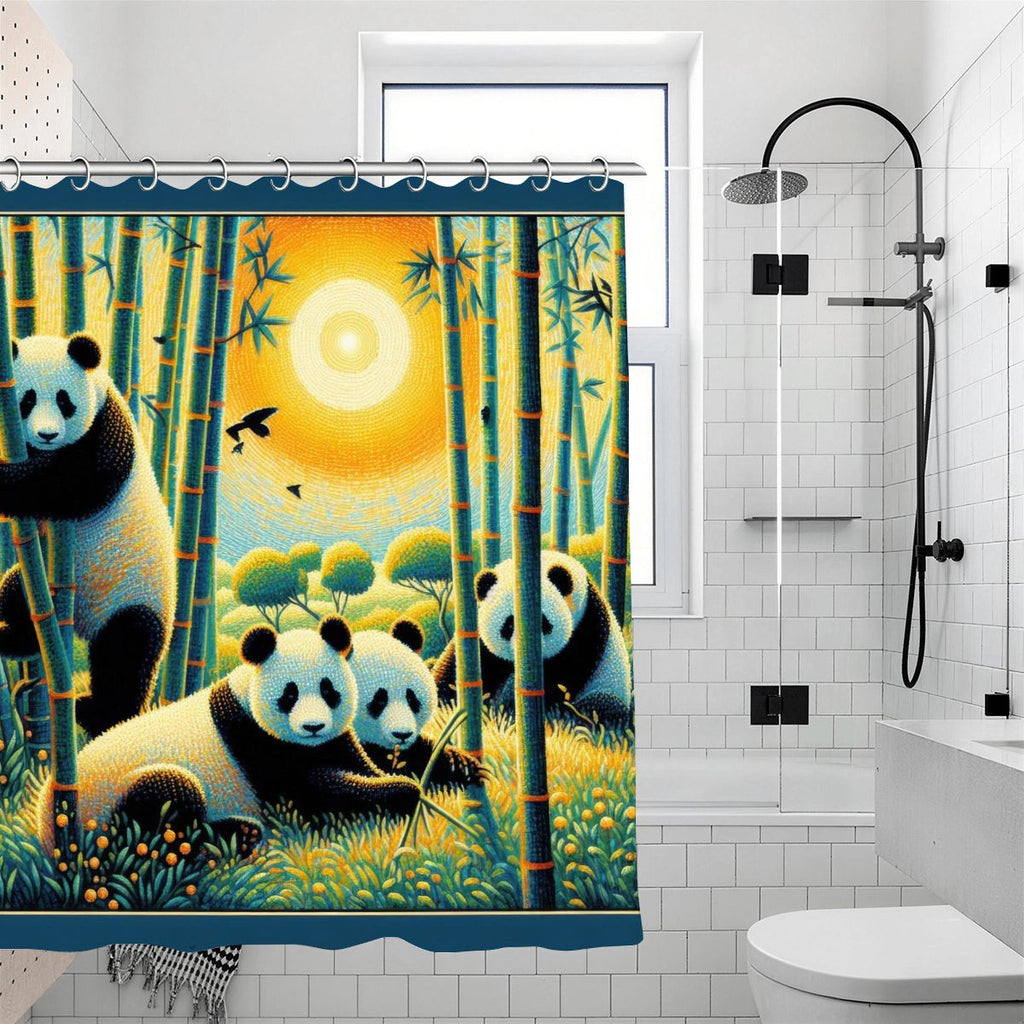 Panda Family Shower Curtain 70.8"x70.8" (Made in USA)
