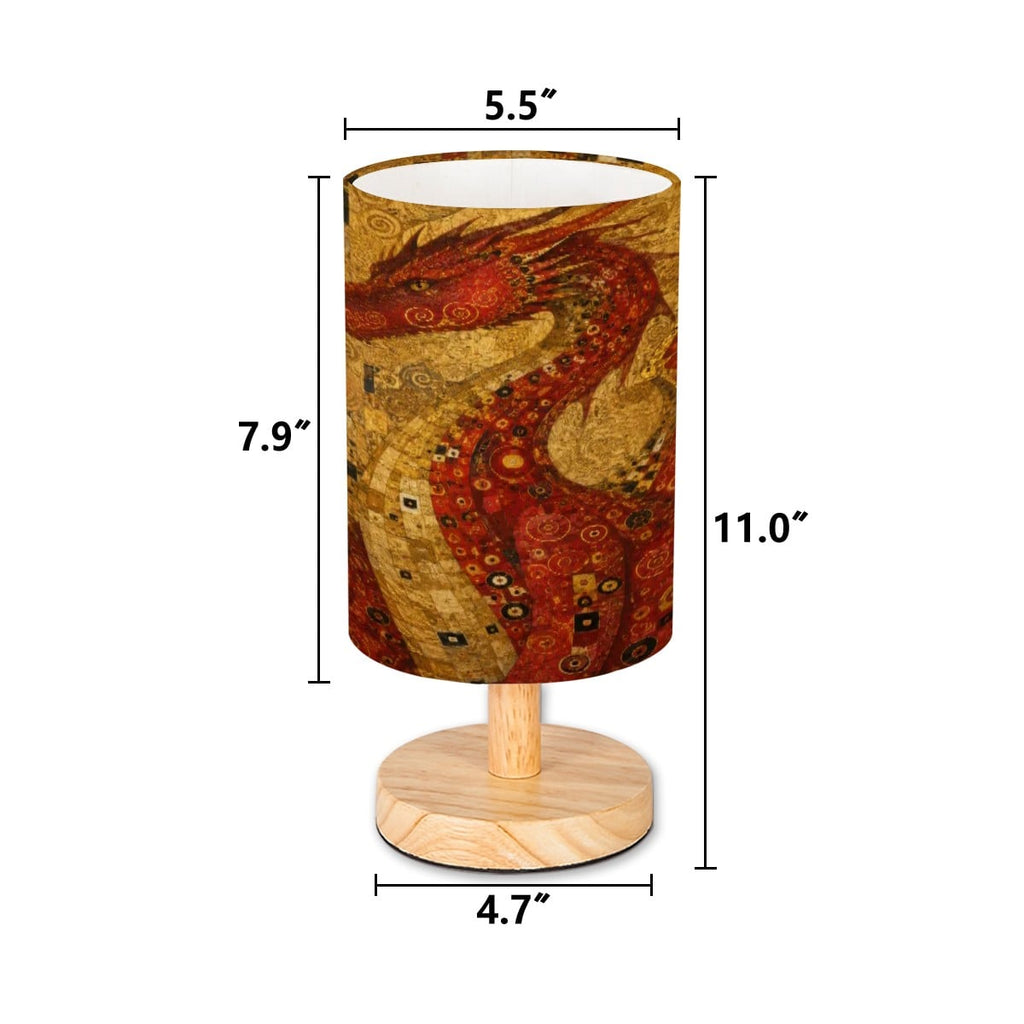 Red Dragon Cylindrical Table Lamp