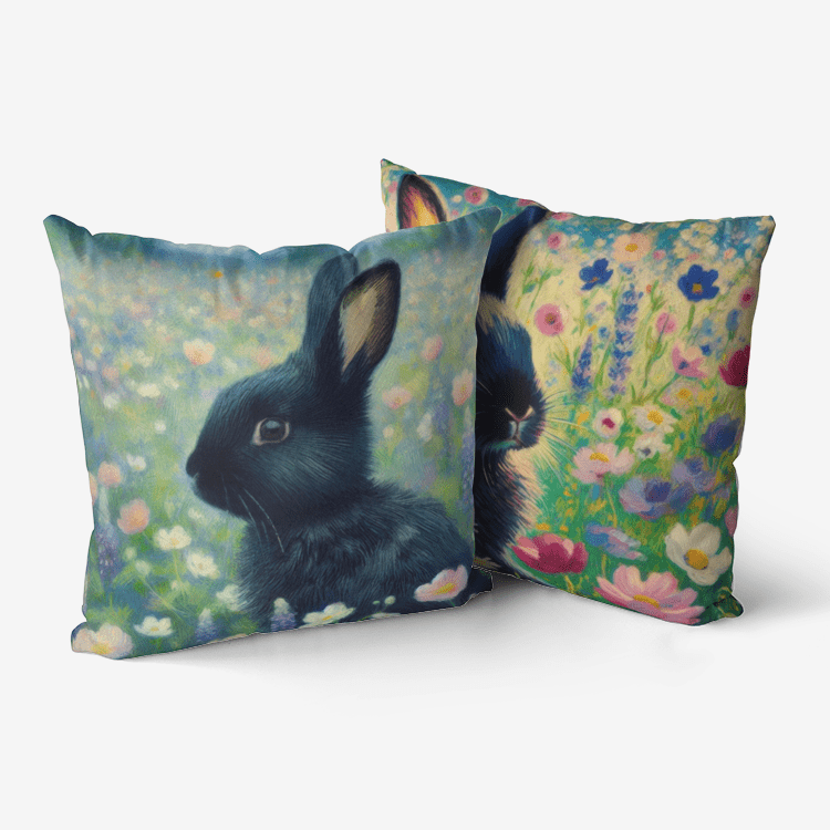 Black Rabbit Selfie Home Goods Premium Hypoallergenic Throw Pillow - Gregg Acini Adoree Designs - Pillows & Covers