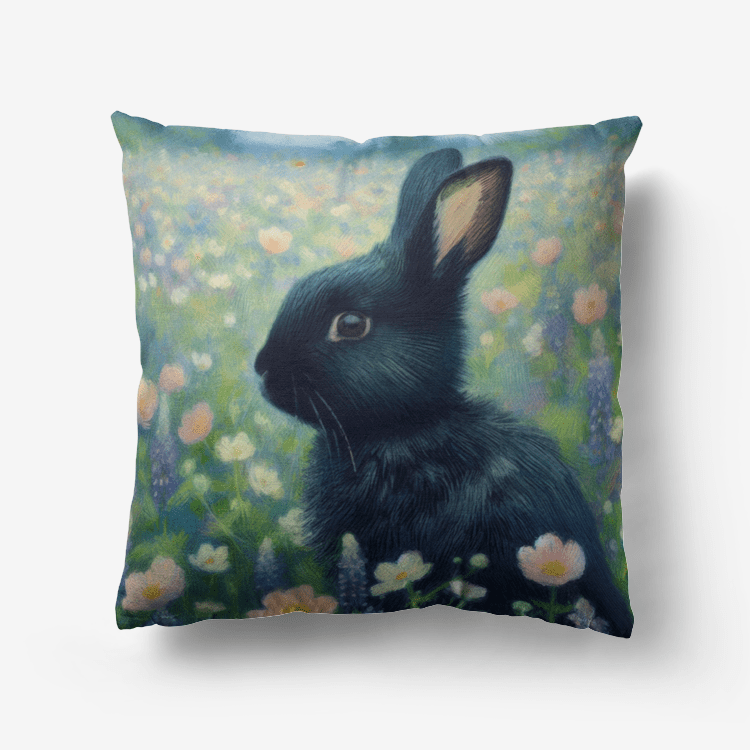 Black Rabbit Selfie Home Goods Premium Hypoallergenic Throw Pillow - Gregg Acini Adoree Designs - Pillows & Covers