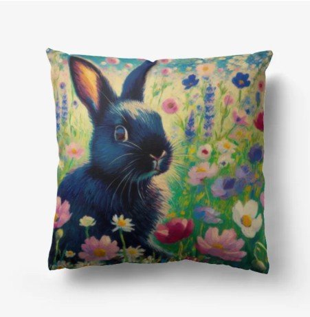 Black Rabbit Selfie Home Goods Premium Hypoallergenic Throw Pillow - Gregg Acini Adoree Designs - Pillows & Covers