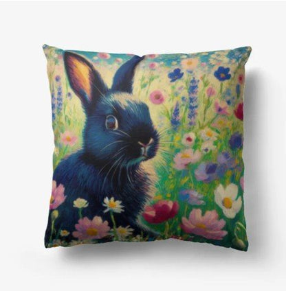Black Rabbit Selfie Home Goods Premium Hypoallergenic Throw Pillow - Gregg Acini Adoree Designs - Pillows & Covers