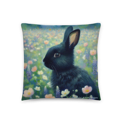 Black Rabbit1 Basic Pillow by Gregg Acini Adoree Designs - Gregg Acini Adoree Designs - Pillow