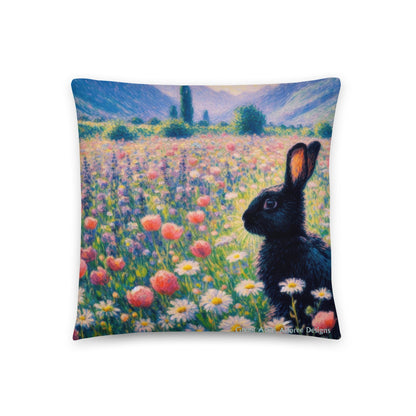 Black Rabbit2 Basic Pillow by Gregg Acini Adoree Designs - Gregg Acini Adoree Designs - Pillow