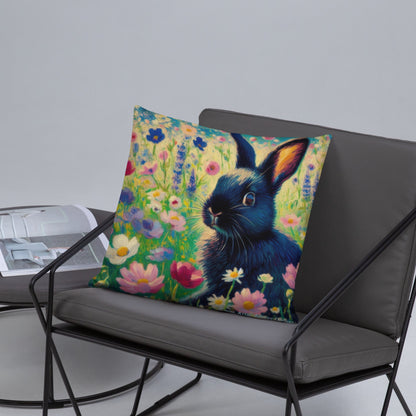 Black Rabbit3 Basic Pillow by Gregg Acini Adoree Designs - Gregg Acini Adoree Designs - Pillow