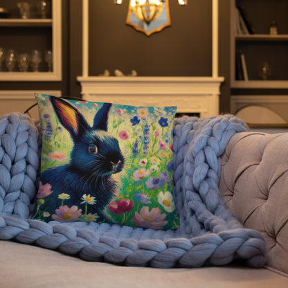 Black Rabbit3 Basic Pillow by Gregg Acini Adoree Designs - Gregg Acini Adoree Designs - Pillow