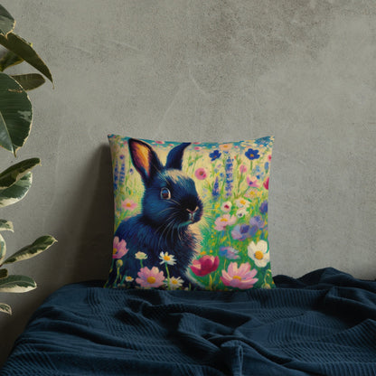 Black Rabbit3 Basic Pillow by Gregg Acini Adoree Designs - Gregg Acini Adoree Designs - Pillow