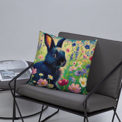 Black Rabbit3 Basic Pillow by Gregg Acini Adoree Designs - Gregg Acini Adoree Designs - Pillow