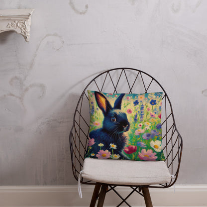 Black Rabbit3 Basic Pillow by Gregg Acini Adoree Designs - Gregg Acini Adoree Designs - Pillow