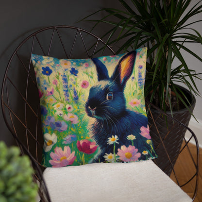 Black Rabbit3 Basic Pillow by Gregg Acini Adoree Designs - Gregg Acini Adoree Designs - Pillow