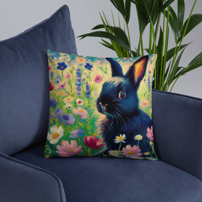 Black Rabbit3 Basic Pillow by Gregg Acini Adoree Designs - Gregg Acini Adoree Designs - Pillow